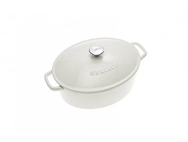 Gerlach 1760 Natur Iron Gusseisen-Topf Bräter Kochtopf Mit Deckel Schmortopf Brottopf Brotbacktopf Bratentopf Emailliert Induktion Weiß 31 Cm 5,5 L