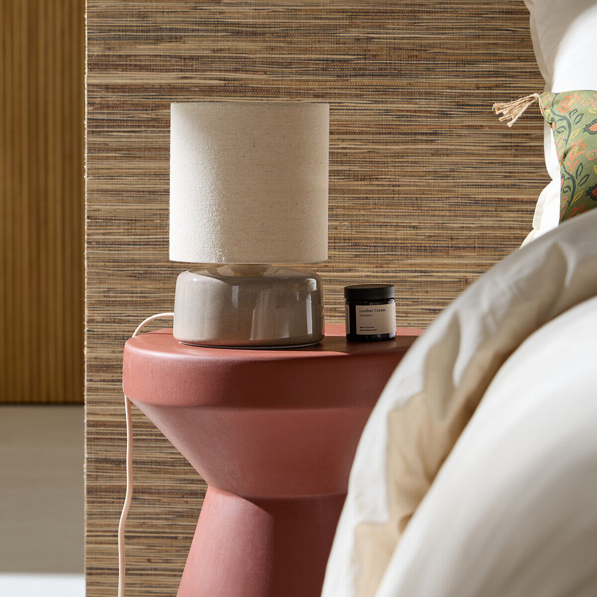 LA REDOUTE INTERIEURS Lampe à poser céramique et lin hauteur 25 cm, Amaga