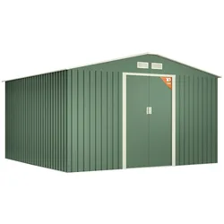 Wasabi - Metallischer Gartenunterstand 10,2 m2 Light Green – Doppeltür-Schiebetür - Belüftungsgitter