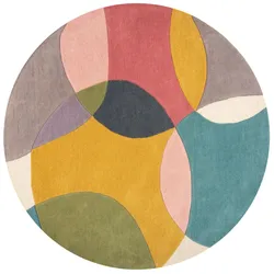 WOLLTEPPICH AIRE, abstrakt, aus Wolle, Bunt, Ø 160 cm