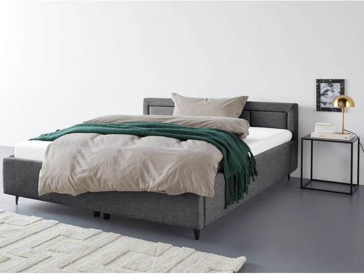 Polsterbett HOME AFFAIRE Scotland , grau (dunkelgrau), B:193cm H:75cm L:219cm, 100% Polyester, Betten, Polsterbett