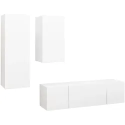 vidaXL 4-tlg. TV-Schrank-Set Weiß Holzwerkstoff