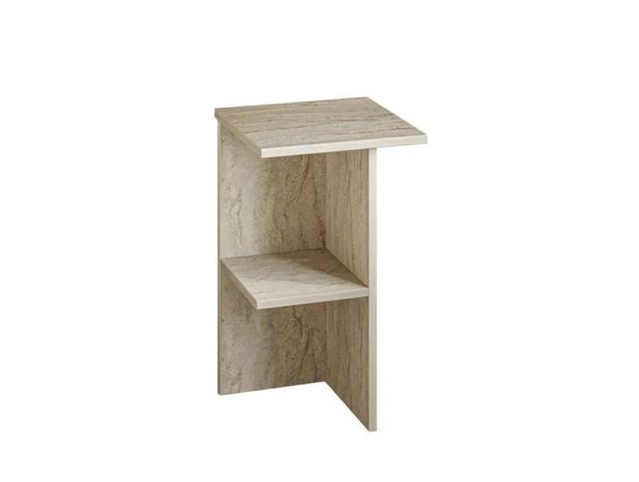 CALICOSY - Table de chevet carrée avec étagère H60 cm - LERAY - Travertin