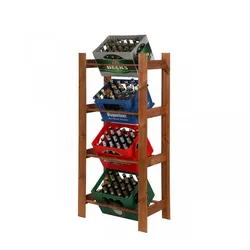 PROREGAL Getränkekistenregal PINEPEAK | HxBxT 149x70x38,8cm | für 4 Kisten | Kiefernholz | Braun | Holzregal Küchenregal