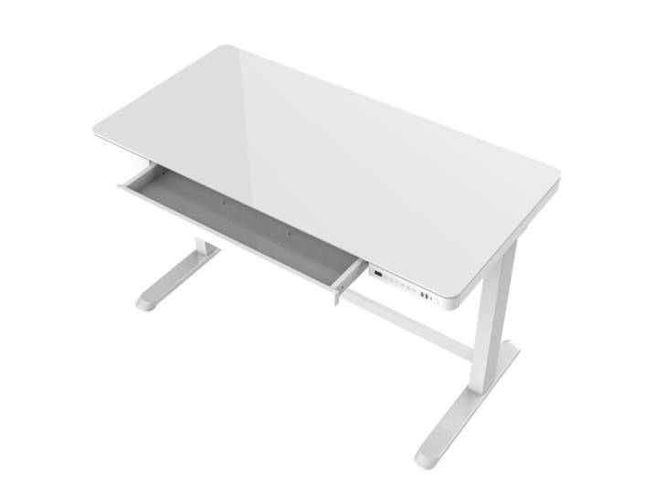 Bureau électrique réglable - Verre blanc - 120 x 60 cm