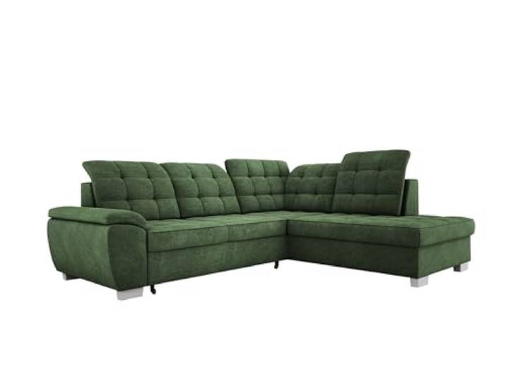 Modernes Ecksofa LOTTA, Mit Komfortabler Liegefläche 186x125cm, Relaxfunktion Und Pflegeleichtem Veloursstoff Für Unerwartete Gäste, Maße 258x212cm Anordnung auf der Rechten Seite Farbe: GRÜN