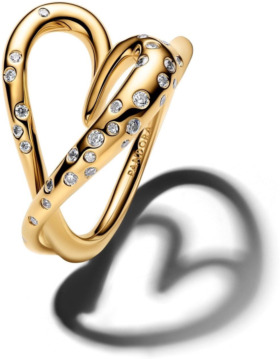 Pandora Essence Organically Shaped Stone-Set Heart sormus, keltakullattu,
