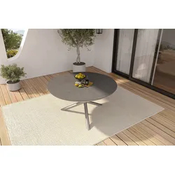 OUTFLEXX Esstisch, silber/grau, Edelstahl/Glaskeramik, ca. Ø150cm