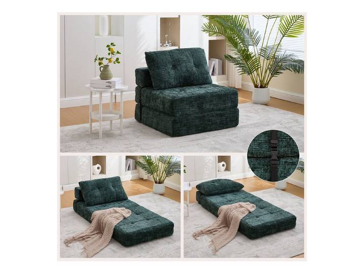 Totnz Schlafsofa Klappbares Schlafsofa 2-in-1 mit Bettfunktion, hochdichter Schaumstoff, Kopf- und Lendenkissen mit Fixierung