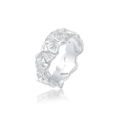 Silberring ELLI "Ring Ginkgo Blätter Trend Cool Glück 925 Silber" Gr. 56, silber, Fingerringe, Damen, 56, Silber 925 (Sterlingsilber), Silberring