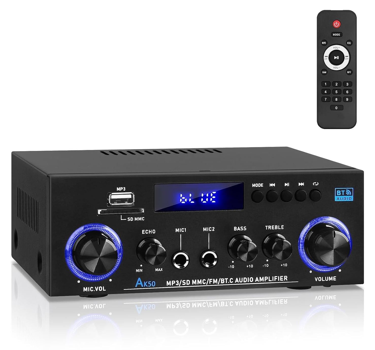 Selius HiFi Versterker met Bluetooth - 60W x2 Stereo Uitgang - Zwart
