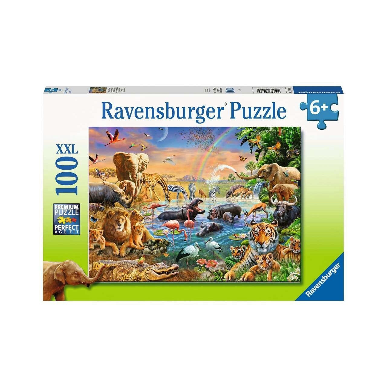 Ravensburger Savanne Jungle Drinkplaats Puzzel, 100 stukjes, Vanaf 6 jaar