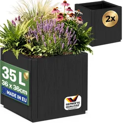 Blumentopf Ethica 2er-Set Anthrazit Kunststoff 36x36x35cm
