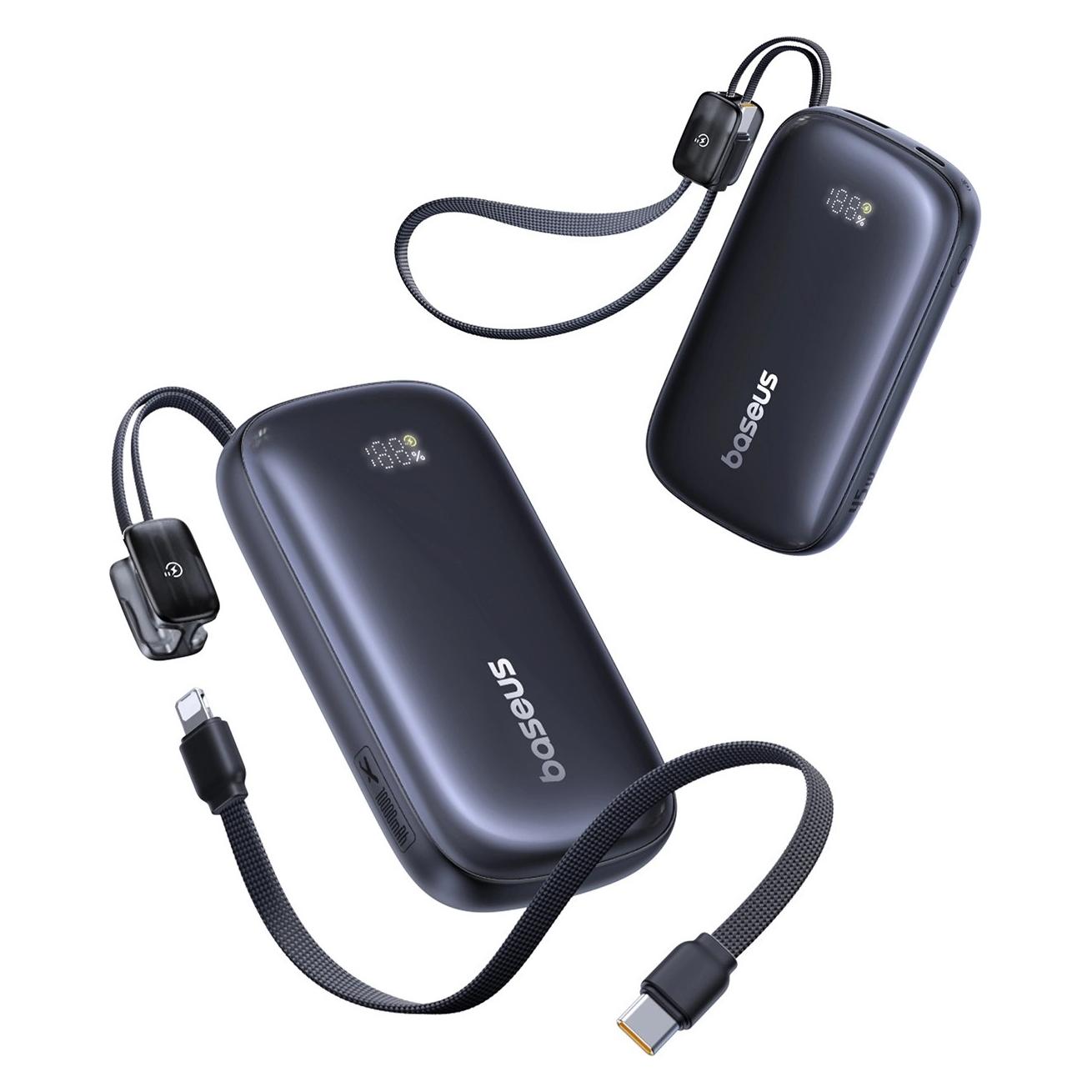 Baseus EnerFill FC21 Qpow 3 Ultra Digital Display Power Bank with Detachable Cable 45W 10000mAh Blac (10000 mAh, 45 W) (E0027Q00)