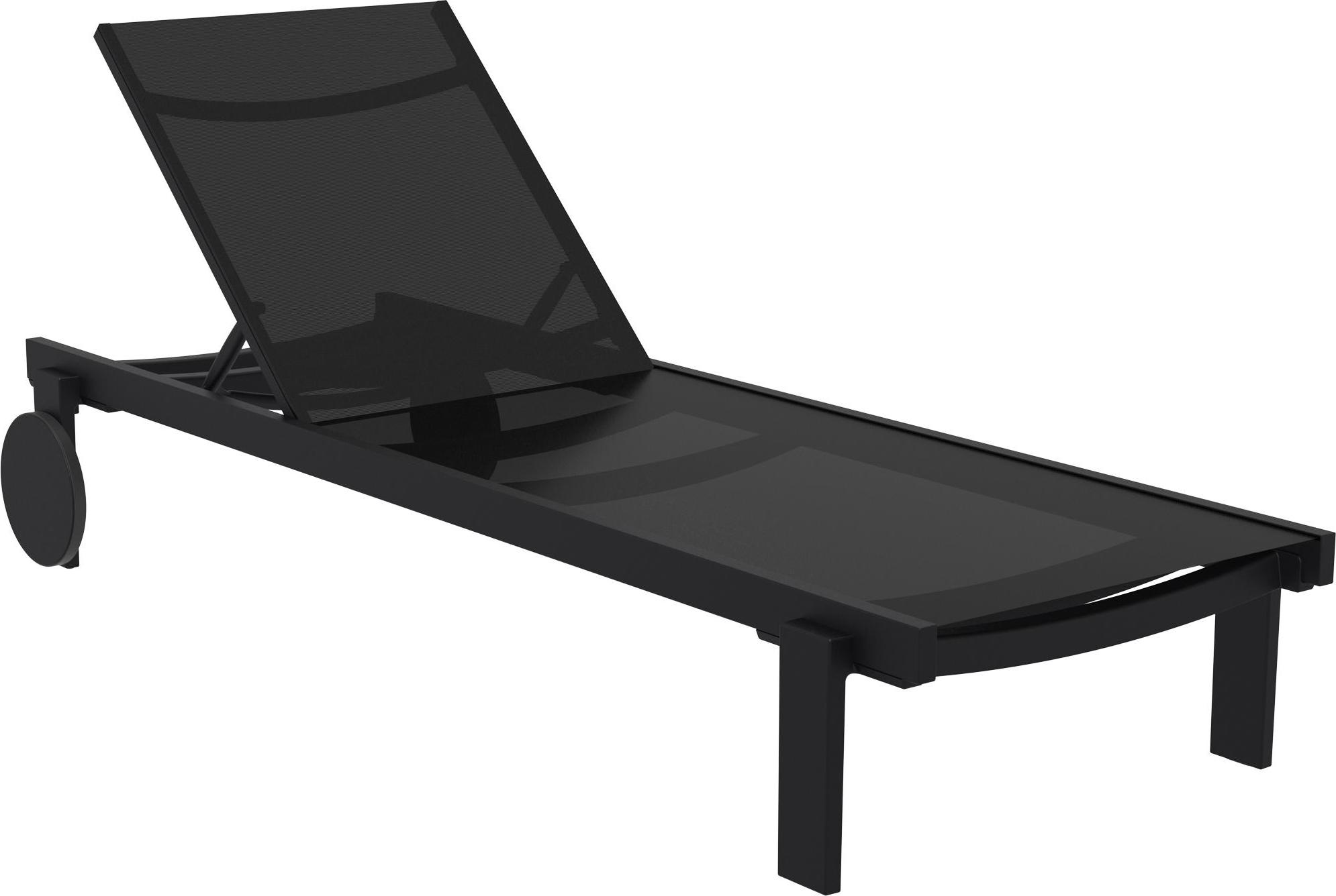 Sonnenliege RUNE mit Rollen klappbar - 74x190x31cm, Metall, Schwarz | Gartenliege Strandliege