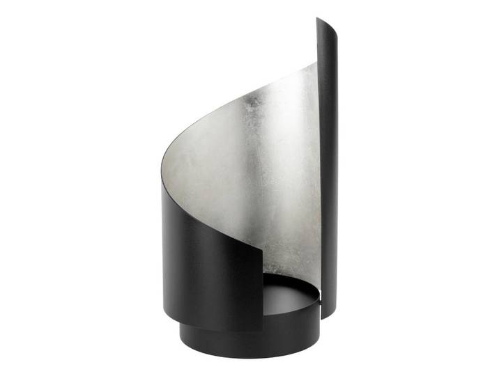 Windlicht, Schwarz, Silberfarben, Metall, oval, 40 cm, Dekoration, Laternen & Windlichter, Windlichter