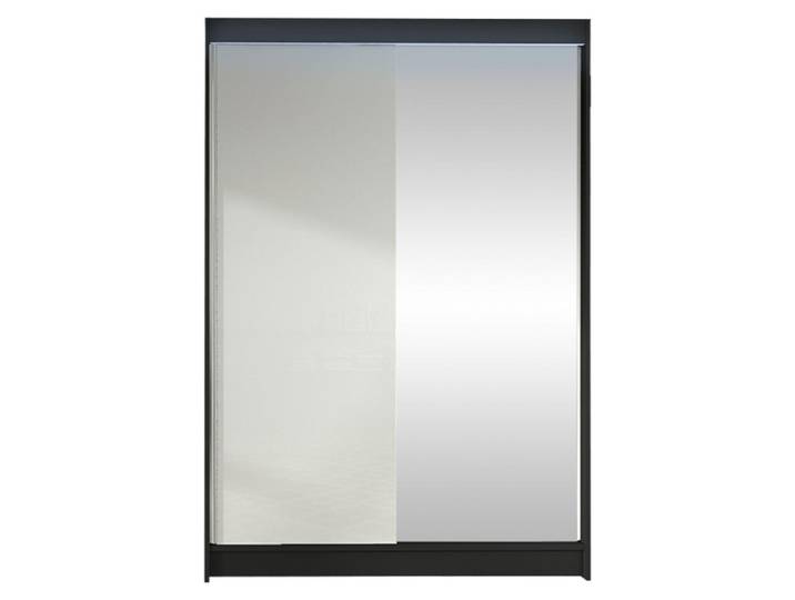MIRJAN24 Schiebetürenschrank Lino I, mit Spiegel, Kleiderschrank vom Hersteller (Schwarz / Weiß, mit RGB LED Beleuchtung)