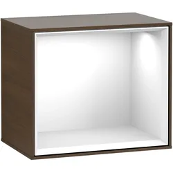 Villeroy & Boch Regalmodul Finion G580GF Walnut Veneer mit Beleuchtung, 418x358x270mm, glänzendes Regalelement, dimmbar