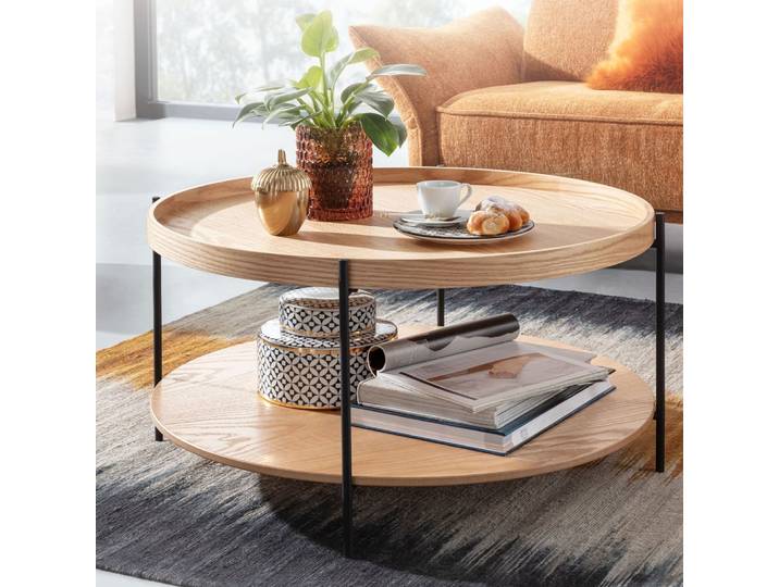 Couchtisch Sofy , Ø78 , braun / schwarz