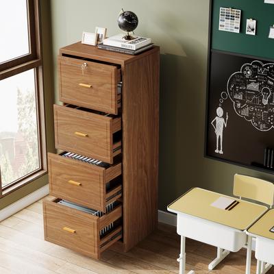 YUZHOU Vertical File Cabinet with 4 Drawers, Lockable Filling Cabinet with Key for Home Office