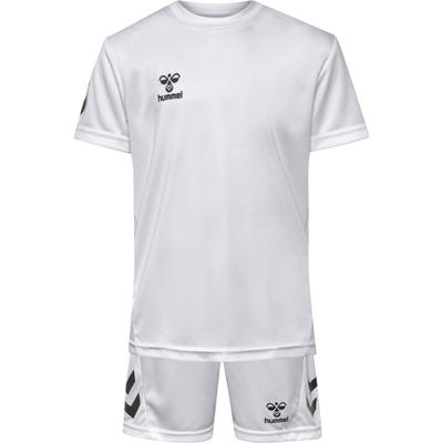 T-Shirt & Shorts HUMMEL "HMLLOGO SET KIDS", Mädchen, Gr. 140, weiß, Jersey, Obermaterial: 100% Polyester, KOB Set-Artikel, 2-teiliges Set aus T-Shirt und Shorts, pflegeleicht, für Kinder