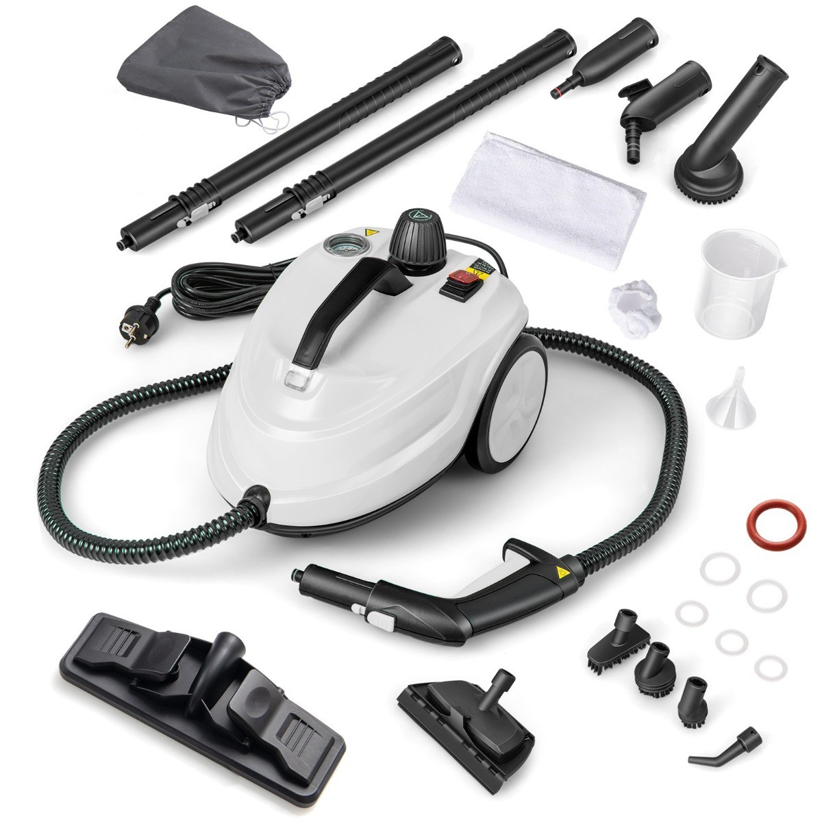 Costway Draagbare Stoomreiniger 2000W met 15-delig Accessoire Wit