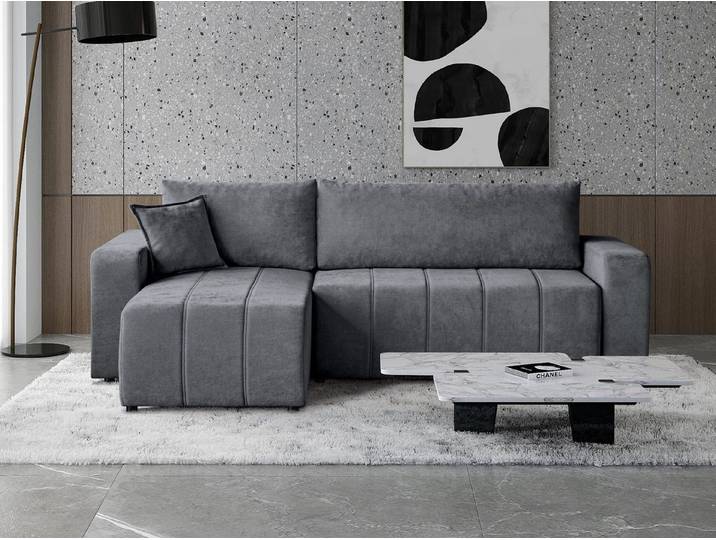 Beautysofa Ecksofa MORI, universelle Seite, mit Schlaffunktion, mit Bettkasten, L-Form, universelle Ottomane, große Liegefläche 120x200 cm