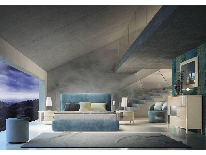 JVmoebel Polsterbett Designer Polsterbett in elegantem Blau aus hochwertigem Holz, Designer Bett Polster Design Luxus Doppel Hotel Betten