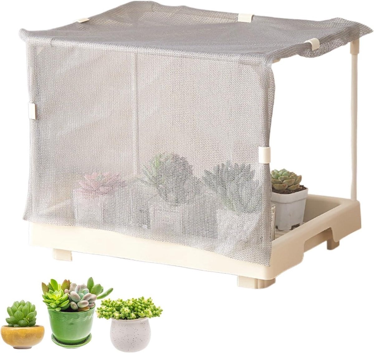 Mini Kas Wit - Kweekkas voor het beschermen van planten en verhoogde bodem - 35 x 27 x 7 cm