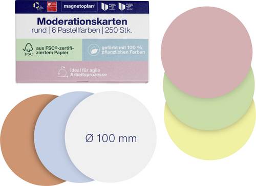 Magnetoplan Moderationskarte 6-farbig rund 100mm 500St.