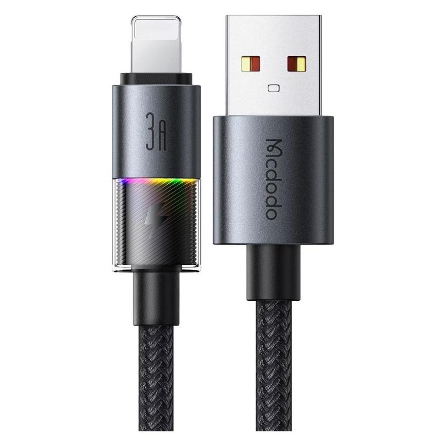 Mcdodo - Data Cable (CA-8170) - with Colorful Lights, USB-A to Lightning, 3A, 1.2m - Black (1.20 m) (62518630)