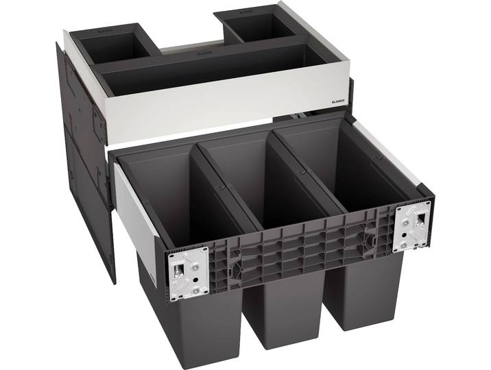 Mülltrennsystem BLANCO Select II 60/3 Orga , schwarz, B:40cm H:47cm T:57cm, Kunststoff, Mülleimer, Mülltrennsystem, Kunststoff, Stahlblech, 60 0mm Untermass