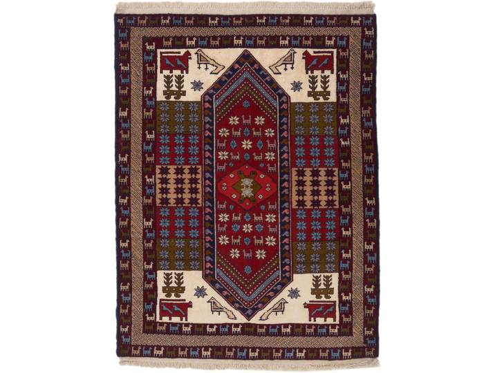 Hamadan Teppich 120x150 Handgeknüpft Orientteppich Perserteppich Wolle mit Seide