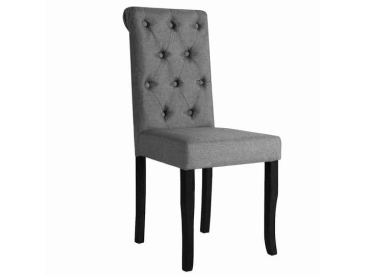 KLGBNCVE Esszimmerstühle 6 STK Dunkelgrau Stoff Massivholz,Stoffpolsterung,Schaumstofffüllung,dekorative Knöpfe,einfache Montage,110 kg pro Sitz
