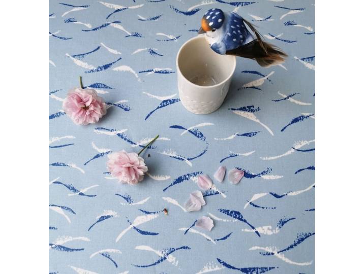 Nappe coton enduit bleue carrée 160 x 160 cm