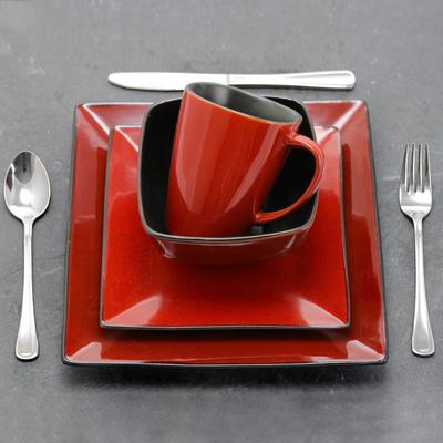 Elama Harland Loft 16 Piece Modern Premium Stoneware set with Complete Setting for 4
