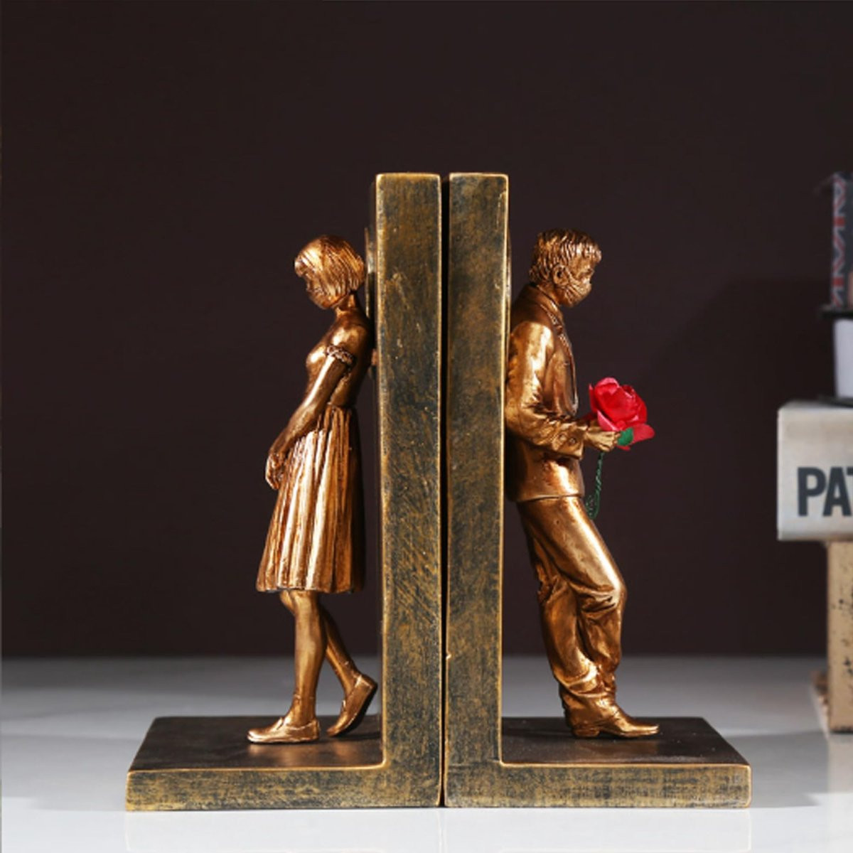 Allecto Heavy Duty Banksy Boekensteunen - Goud - Handgemaakte Decoratieve Sculptuur