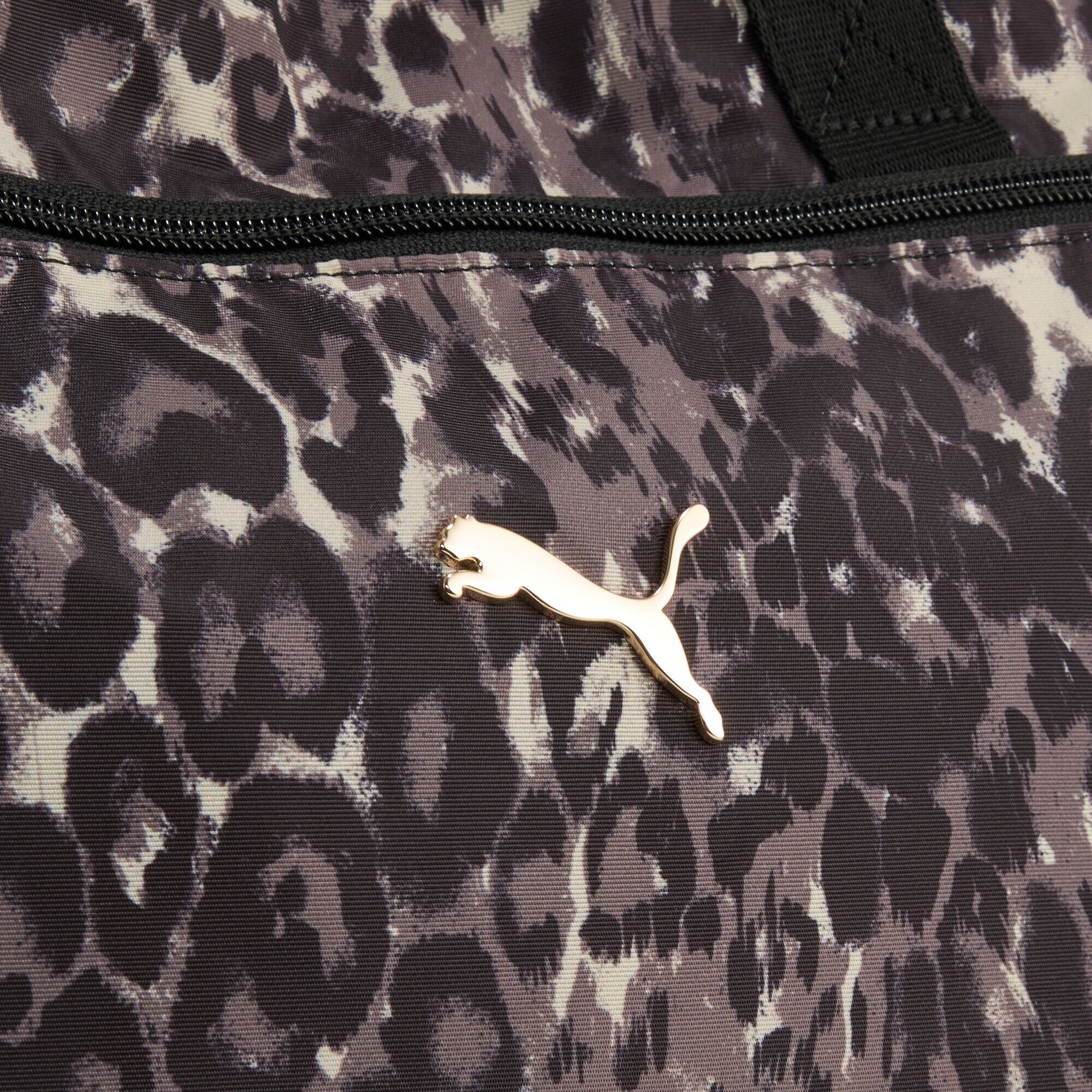 Schultertasche PUMA "POP TOTE", Damen, braun (puma schwarz, leopard aop), Polyester, Taschen Schultertasche, Tasche mit femininen Grafikprints, mit Reißverschluss