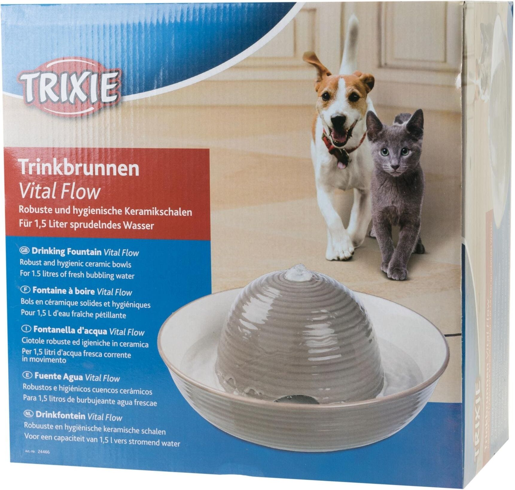Wasserspender TRIXIE, grau (grau, weiß), Keramik, Haustiertränken, Wasserspender grau, weiß Einheitsgröße