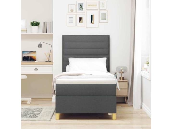 KTHLBRH Boxspringbett mit Matratze dunkelgrau 80 x 200 cm Verstellbares Kopfteil, ergonomisches Design, robuste Struktur, geeignet für moderne Räume