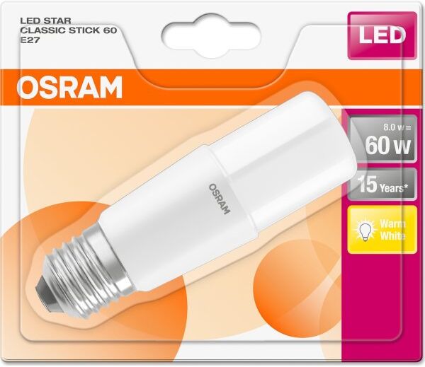 Osram Led Stavformet Pære E27, 8w=60w