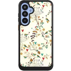 Nivocase Hülle für Samsung Galaxy A55 5G Handyhülle NIVOcore Case Schwarz Blumen Retro Vogel (Samsung Galaxy A55), Smartphone Hülle, Schwarz