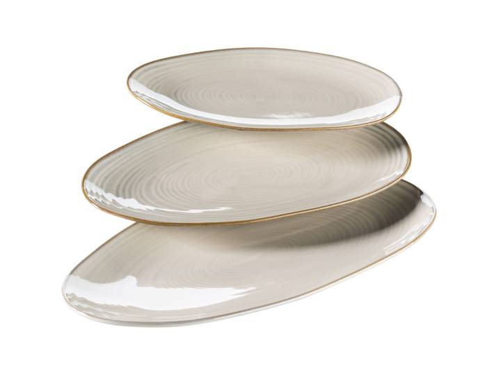MÄSER Servierplatten-Set Nottingham beige Keramik 3 Stk - Servierplatten-Set