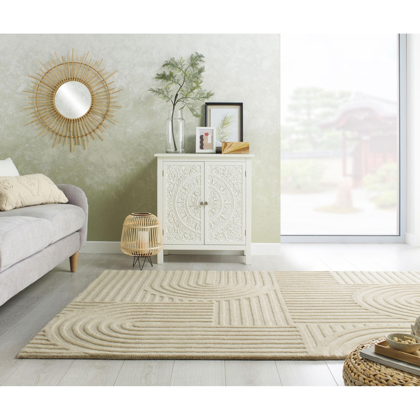 Wollteppich Hoch-Tief Natur 200 x 290 cm - LEVEN Kadima Design