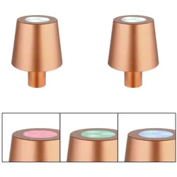 RGB LED Tischlampe Akku Flaschenleuchte Aufsatz Flaschenhals Dekolampe Touch, USB, goldfarben, 1W kaltweiß, DxH 10,5x14 cm, 2er Set
