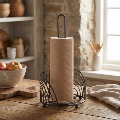 Küchenrollenhalter AMBIENTE HAUS "Küchenrollenständer in schwarz (H) 35cm", schwarz, B:19cm H:35cm T:19cm, Eisen, Küchenrollenhalter, Papiertuchhalter