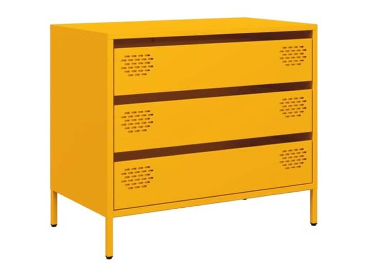 LASWWQMRF Sideboard Senfgelb 68x39x58,5 cm Kommode Stahl 3 Schubladen Moderne Metallkommode in Senfgelb mit 3 geräumigen Schubladen für Flur, Schlafzimmer und Wohnzimmer.