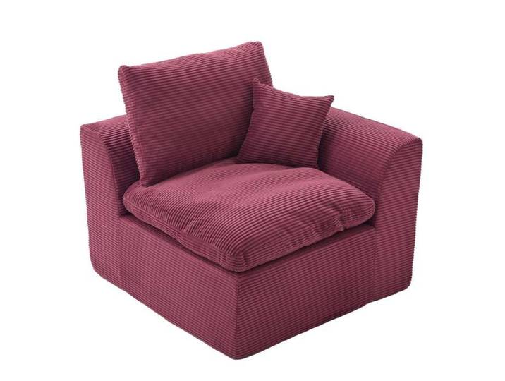 Fauteuil design en velours côtelé rouge bordeaux