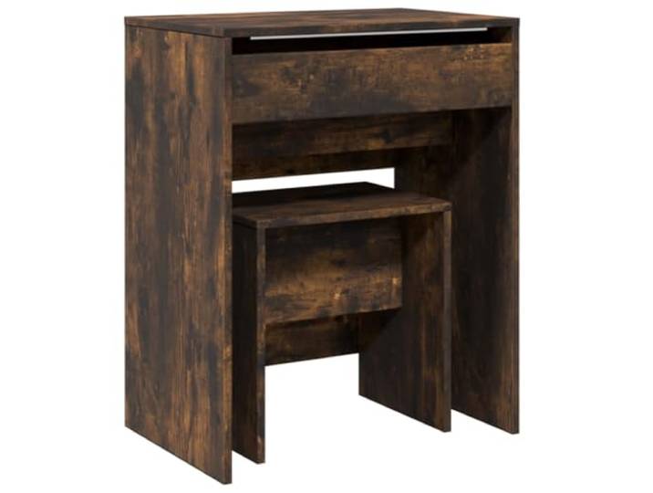 Xhnifbn Schminktisch mit Hocker & Spiegel Räuchereiche 60x40 cm Kompakter Schminktisch mit Klappspiegel und Hocker fürs Schlafzimmer zur stilvollen Aufbewahrung deiner Kosmetika.