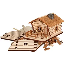 Seiffener Volkskunst Bastelset Räucherhaus Blockhütte Höhe 9 cm
